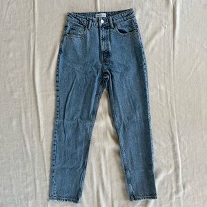 Zara High Waisted Blue Grey Straight Leg Jeans, Size 6